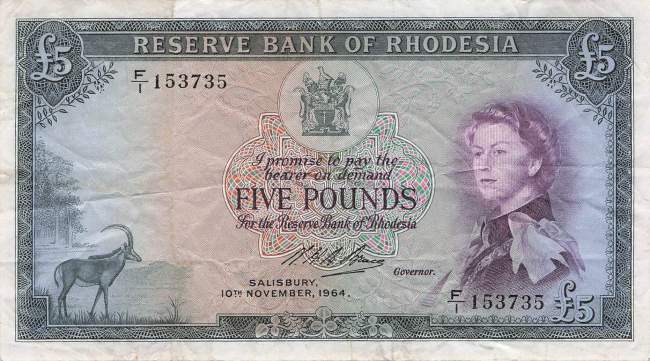 5 Pounds Rhodesien 1964 p26a